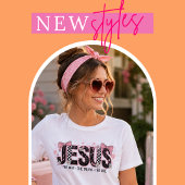ピンク・黒チェック&黒のJESUS Tシャツ