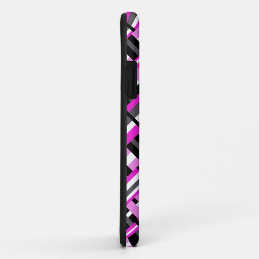 ピンク、黒、グレーの対角線の格子模様 Case-Mate iPhoneケース (裏面/右)