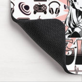 ピンク、黒、白のゲーマーガール マウスパッド (コーナー)