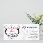 ピンク、黒、白のシックなギフト券 (スタンド正面)