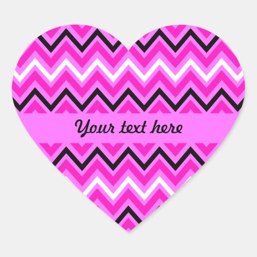 ピンク、黒、白のジグザグ ハートシール (正面)