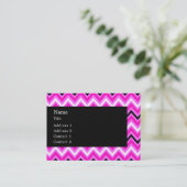 ピンク、黒、白のジグザグ 名刺 (スタンド正面)
