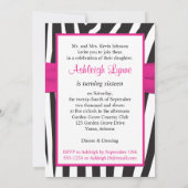 ピンク、黒、白のゼブラ16番目の誕生日招待状 招待状 (裏面)