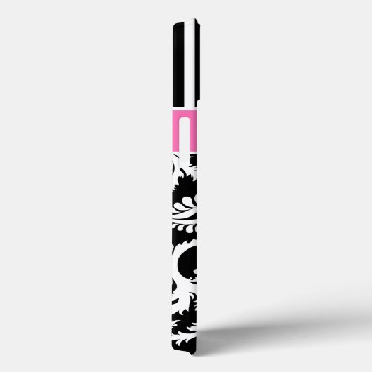 ピンク、黒、白のダマスクiPadストライプのエアケース Case-Mate iPhoneケース (裏面 / 右)