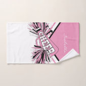 ピンク、黒、白のチアリーダーの衣装 ハンドタオル (ハンドタオル)