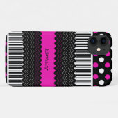 ピンク、黒、白のパターン Case-Mate iPhoneケース (裏面(横))
