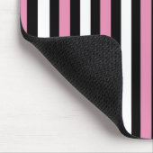 ピンク、黒、白の各ストライプ色 マウスパッド (コーナー)