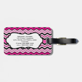 ピンク、黒、白の波状のラゲッジタグストライプ(Pink, Black, White Wavy Lag ラゲッジタグ (裏面横)