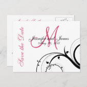 ピンク、黒、白の渦巻き形が日付はがきを保存 案内ポストカード (正面/裏面)