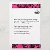 ピンク、黒、白シャンデリア、スクロール文房具 便箋 (正面/裏面)