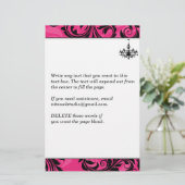 ピンク、黒、白シャンデリア、スクロール文房具 便箋 (スタンド正面)