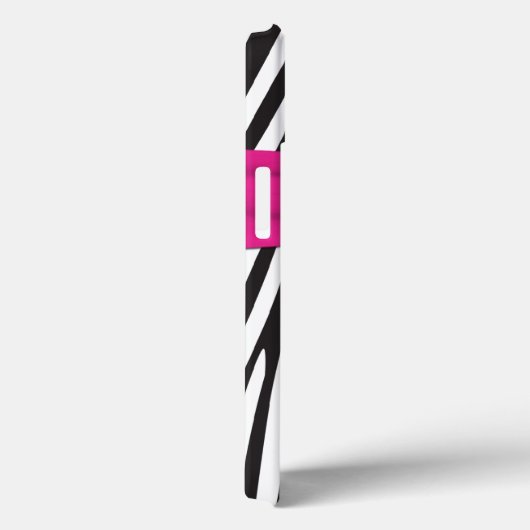 ピンク、黒、白ゼブラiPadストライプのエアケース Case-Mate iPhoneケース (裏面 / 右)
