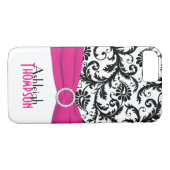 ピンク、黒、白フローラダマスクiPhone 7ケース Case-Mate iPhoneケース (裏面(横))