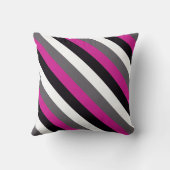 ピンク、黒、白、グレーのストライプ  クッション (裏面)