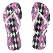 ピンク、黒、白、グレーのダイヤモンドパターン ビーチサンダル (ソール)