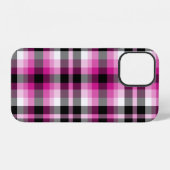 ピンク 黒 白 チェック iPhoneケース (裏面横)