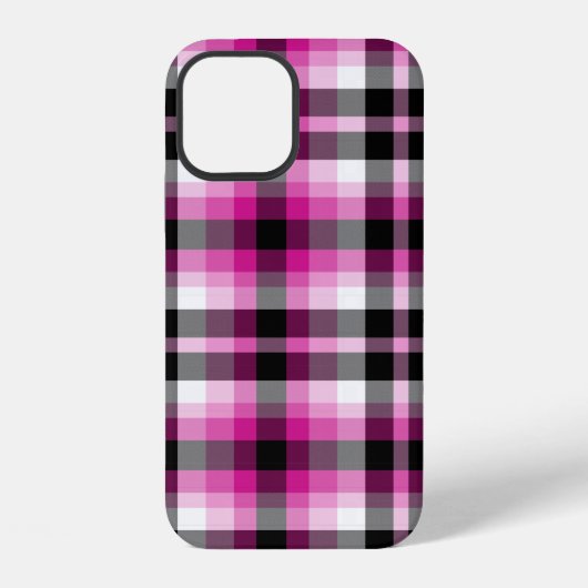 ピンク 黒 白 チェック iPhoneケース (裏面)