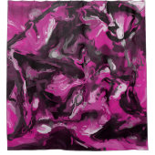 ピンク、黒、白、灰色の渦巻き シャワーカーテン (正面)