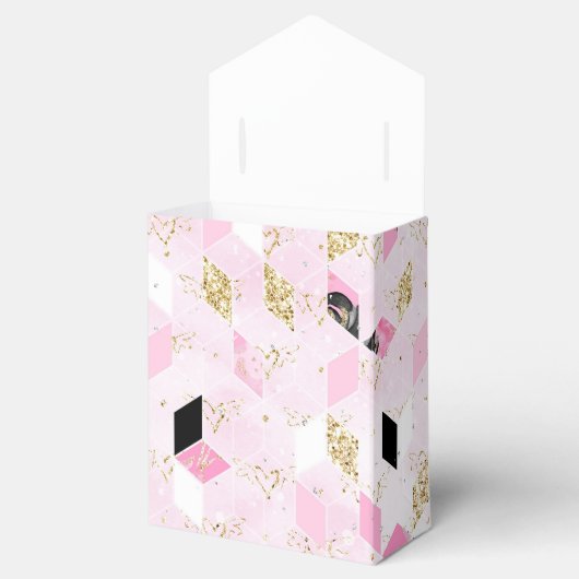 ピンク、黒、金ゴールドの幾何学模様 フェイバーボックス (オープン)