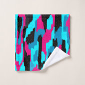 ピンク、黒、青の抽象芸術アートプリント   バスタオルセット (ウォッシュタオル)