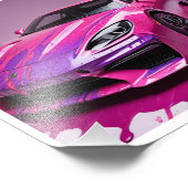 ピンク，3Dのレースカー絵を描のデジタルプリント。 フォトプリント            (角)