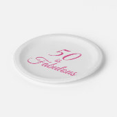 ピンク「50は素晴らしい」第50回バースデーパーティー ペーパープレート (アングル)