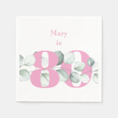 ピンク 80歳 誕生日 パーソナライズド コクテール ナプキン スタンダードカクテルナプキン (正面)