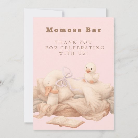 ピンク A Silly Goose "Momosa" ミモザ テーブルサイン 招待状 (正面)