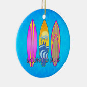 ピンク Born To Surf セラミックオーナメント (右)