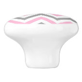 ピンク、DKグレイ白い大きなシェブロンジグザグパターン セラミックノブ (側面)