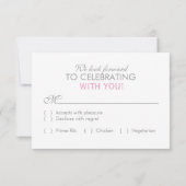 ピンク Eat Drink and Be Married ウェディング出欠確認 出欠カード (裏面)