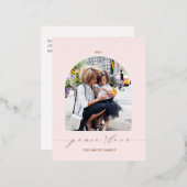 ピンク | Peace and Love Christmas Photofoil Holiday 箔シーズンポストカード (正面/裏面)