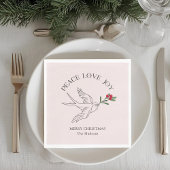 ピンク | PEACE LOVE JOYスノーバードクリスマスホリデー スタンダードランチョンナプキン