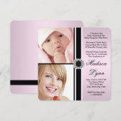 ピンク Then and Now 卒業フォト 招待状 (正面/裏面)