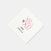 ピンク「XOXO」ハートハッピーバレンタインデー スタンダードカクテルナプキン (角)