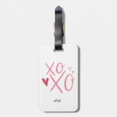 ピンク「XOXO」ハートハッピーバレンタインデー ラゲッジタグ (裏面縦)