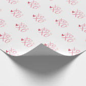 ピンク「XOXO」ハートハッピーバレンタインデー ラッピングペーパー (角)