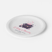 ピンクAベビーがハロウィーンの赤ちゃんシャワーを醸造している ペーパープレート (アングル)