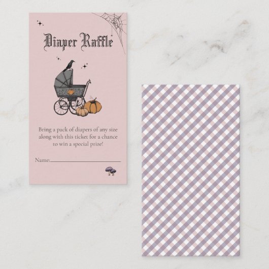 ピンクAベビーが醸造おむつラッフルベビーシャワー エンクロージャーカード (正面/裏面)