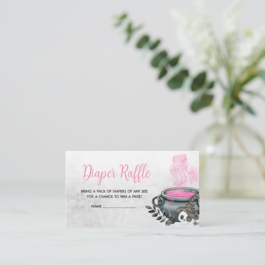 ピンクAベビーは赤ちゃんシャワーおむつラッフルを醸造している エンクロージャーカード (スタンド正面)