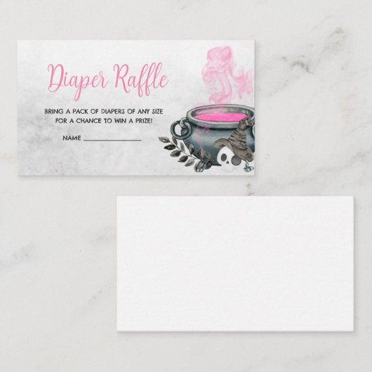 ピンクAベビーは赤ちゃんシャワーおむつラッフルを醸造している エンクロージャーカード (正面/裏面)