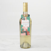 ピンクAabstractの赤 + 緑の嬉しいクリスマス ボトルネックタグ (ボトル)