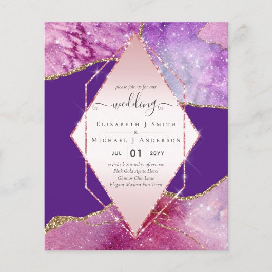 ピンクAGATESparkles結婚式招待状予算 チラシ (正面)