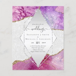 ピンクAGATESparkles結婚式招待状予算 チラシ