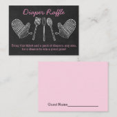 ピンクBBQベビーシャワーおむつラッフルチケット エンクロージャーカード (正面/裏面)