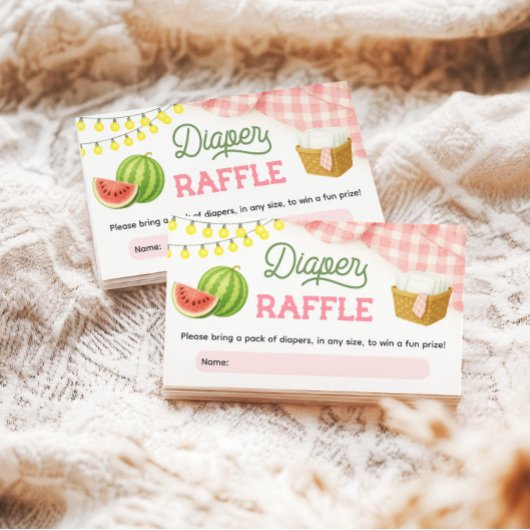 ピンクBBQベビーシャワーおむつラッフル エンクロージャーカード