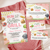 ピンクBBQベビーシャワーおむつラッフル エンクロージャーカード