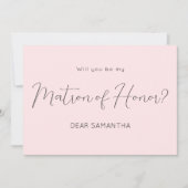 ピンクBe My Matron of Honorスクリプト招待状 招待状 (正面)