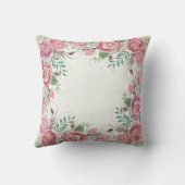 ピンクBOHOの花のボーダーバラのシダのベビーの名前Stats クッション (裏面)