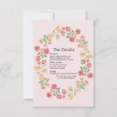 ピンクBoho水彩花詳細カード 招待状 (正面)